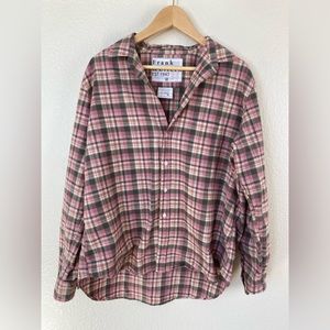 Frank & Eileen Cotton Flannel Button-Up Shirt Pink Gray Plaid Size Medium